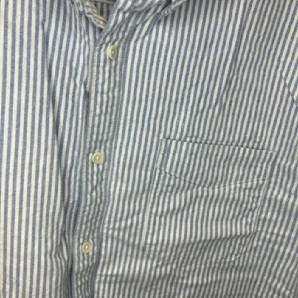 Outerknown The Artist Oxford Long Sleeve Button Down Shirt - White/Blue Size XXL - Picture 6 of 8